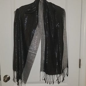 Women's scarf black and silver - shimmery